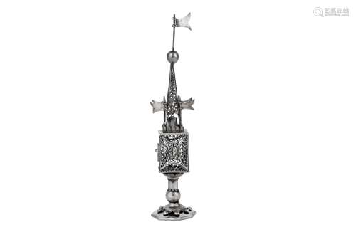 An 18th/19th century German silver filigree spice tower (bes...