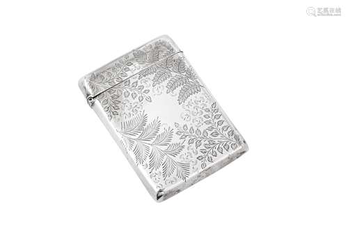 A Victorian sterling silver card case, London 1894 by Matthe...