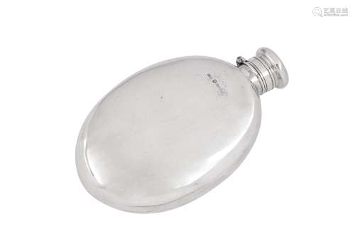 A Victorian provincial sterling silver spirit hip flask, Che...