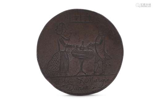 A late 18th century engraved English love token, circa 1785