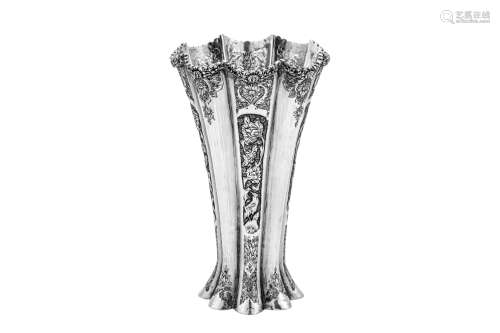 A mid-20th century Iranian (Persian) silver vase, Isfahan ci...