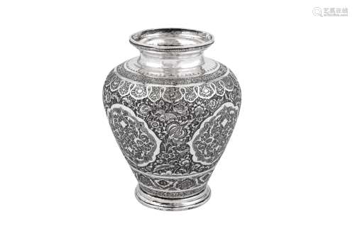 An early 20th century Iranian (Persian) silver vase, Isfahan...