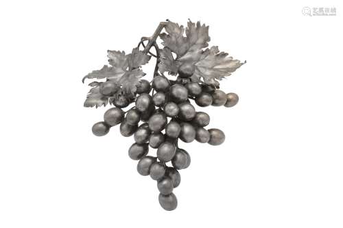 A late 20th century Italian sterling silver model of grapes,...
