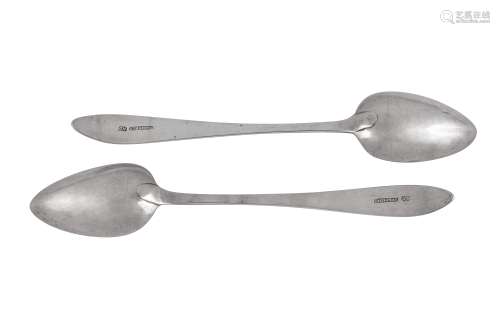 A pair of George III Irish provincial silver gravy spoons, C...