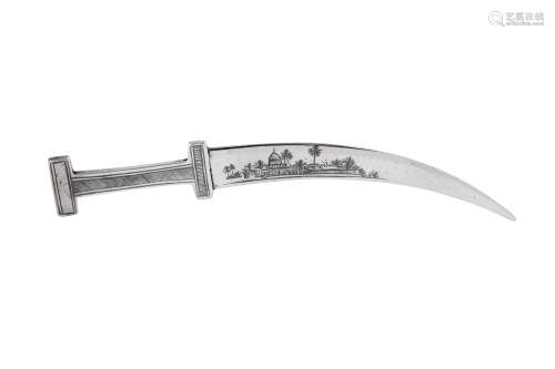 An early 20th century Iraqi silver and niello paperknife, Ba...