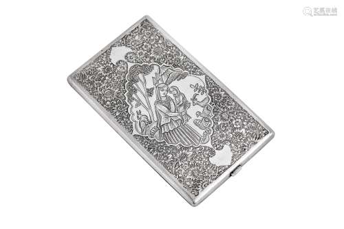 A mid-20th century Iranian (Persian) silver cigarette case, ...