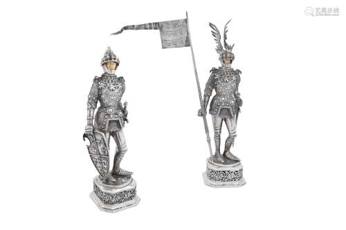 A pair of early 20th century German silver table ornaments, ...