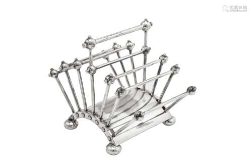 A Victorian silver plated (EPNS) folding toast rack, Birming...