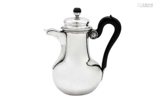 A mid-19th century Belgian silver coffee pot, Brussels circa...