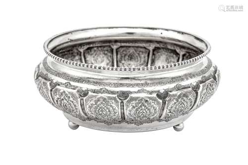 A mid-20th century Iranian (Persian) silver rose bowl, Isfah...