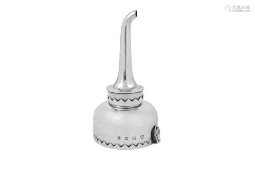 An Elizabeth II modernist sterling silver wine funnel, Londo...