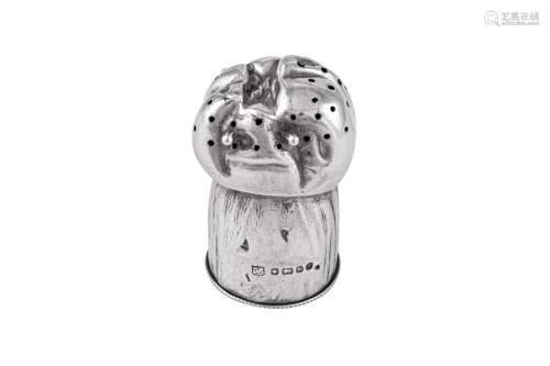 A Victorian sterling silver novelty pepper pot, London 1879 ...