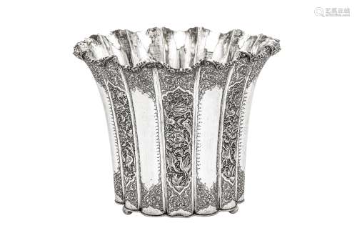 A mid-20th century Iranian (Persian) silver bottle cooler or...
