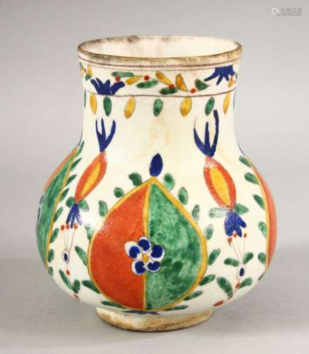 A TURKISH OTTOMAN KUTHAYA POTTERY VASE - decorated with flor...