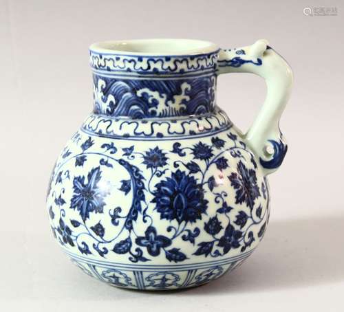 A CHINESE MING STYLE BLUE AND WHITE WINE JAR, decorated with...