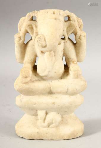 A 17TH/18TH CENTURY SOUTH INDIAN CARVED MARBLE FIGURE OF GAN...