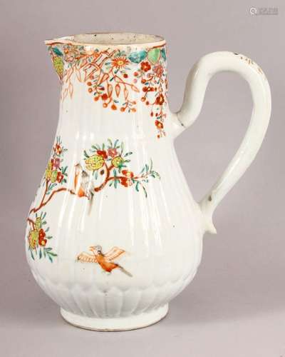 AN 18TH CENTURY CHINESE FAMILLE ROSE PORCELAIN RIBBED BEAK J...