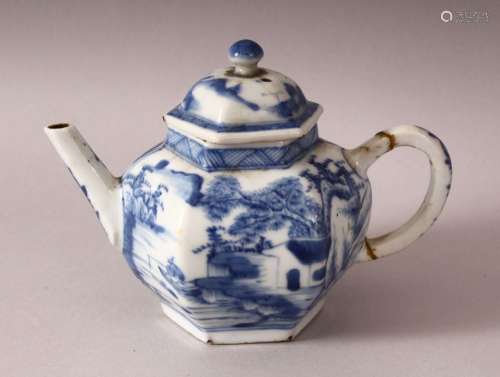 A 18TH / 19TH CENTURY CHINESE BLUE & WHITE PORCELAIN TEAPOT ...