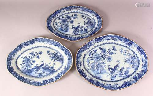 3 X 18TH CENTURY CHINESE BLUE & WHITE PORCELAIN MEAT DISHES ...