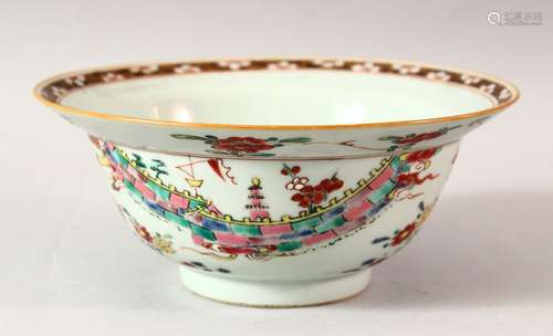 A GOOD CHINESE FAMILLE ROSE ENAMELLED BOWL, decorated with f...