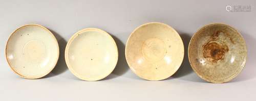 FOUR CHINESE TERRACOTTA BOWLS, various sizes, approx. 16cm d...