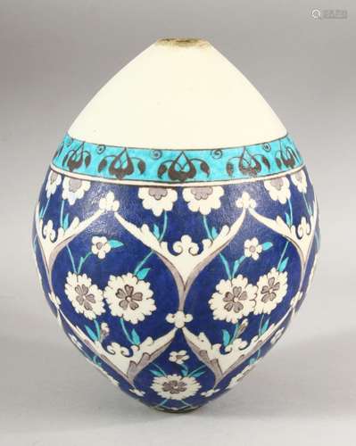 A TURKISH OTTOMAN KATAHYA POTTERY HANGING BALL - decorated w...