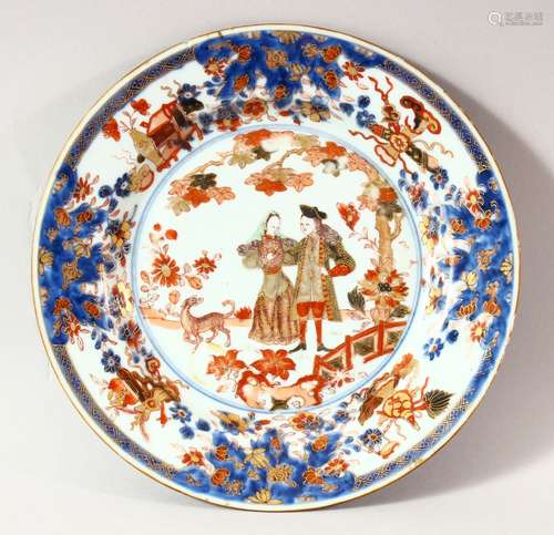 A 19TH CENTURY CHINESE PORCELAIN PLATE, decorated in the ima...