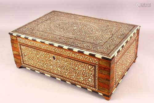 A FINE 19TH CENTURY INDO PERISAN INLAID BONE EBONY & BRASS V...