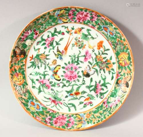 A CHINESE CANTON PORCELAIN DISH, decorated with butterflies ...