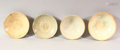 FOUR CHINESE TERRACOTTA BOWLS, various sizes, approx. 16cm d...