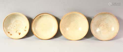 FOUR CHINESE TERRACOTTA BOWLS, various sizes, approx. 16cm d...