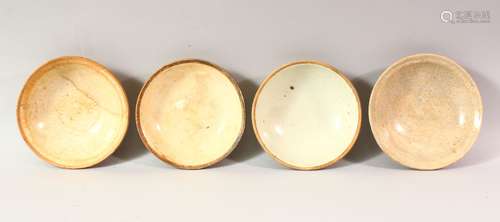 FOUR CHINESE TERRACOTTA BOWLS, various sizes, approx. 16cm d...