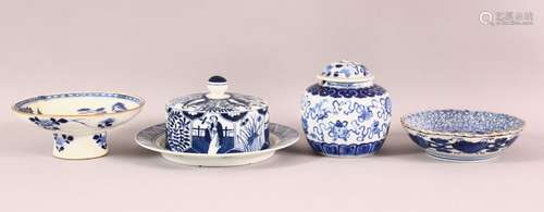 A MIXED LOT OF CHINESE BLUE & WHITE PORCELAIN ITEMS, one Eur...