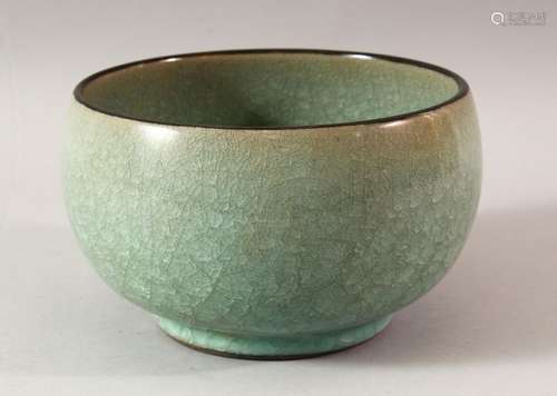 A CHINESE SONG STYLE CELADON GLAZED BOWL, 18cm diameter.