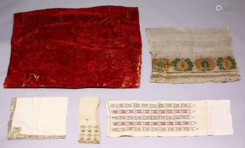 A MIXED LOT OF TURISH OTTOMAN EMBROIDERED TEXTILES, Various ...