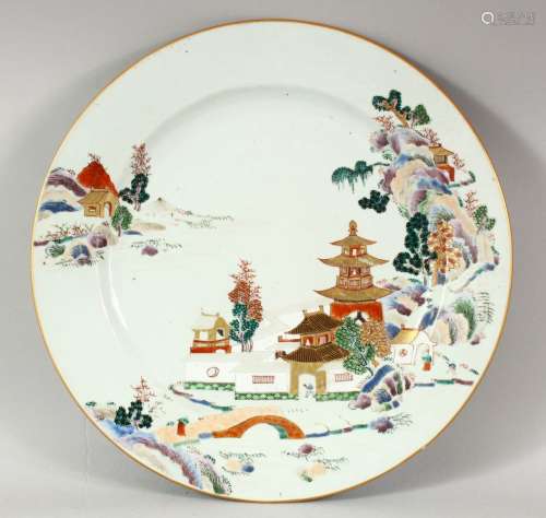 A GOOD 19TH CENTURY CHINESE PORCELAIN PLATE, with enamelled ...