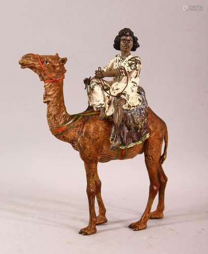 A FINE ORIENTALIST BRONZE FIGURE OF CAMEL AND RIDER, possibl...