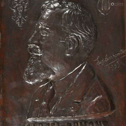 CARPENTIER Eugène, Marcel Dumont, grand relief en bronze à p...