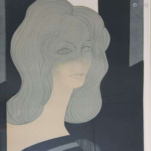 MINAUX A. (1923-1986), portrait de femme, lithographie,44/50...