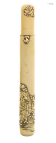 An ivory kiseruzutsu (pipe case)
