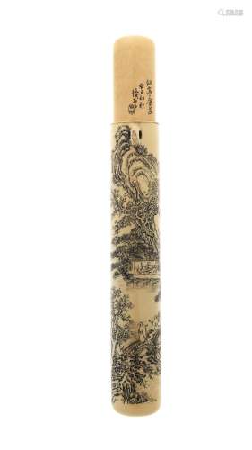 An ivory kiseruzutsu (pipe case)