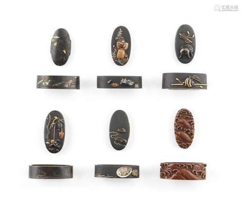 Eight fuchi-gashira (hilt collars and pommels)