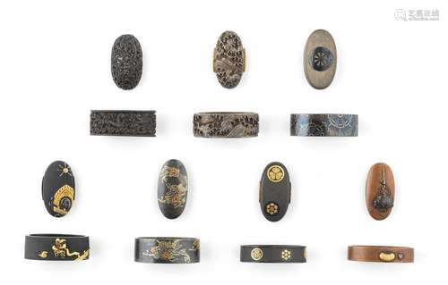 Seven fuchi-gashira (hilt collars and pommels)