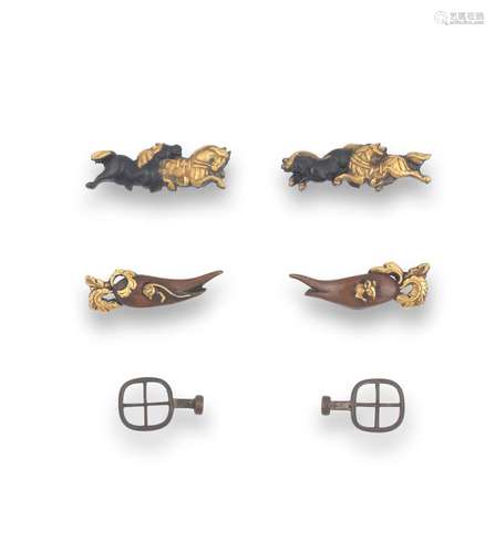 Six fuchi-gashira (hilt collars and pommels)