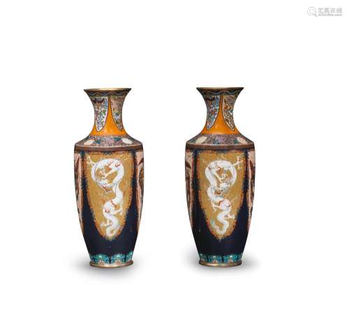 Two cloisonné-enamel vases
