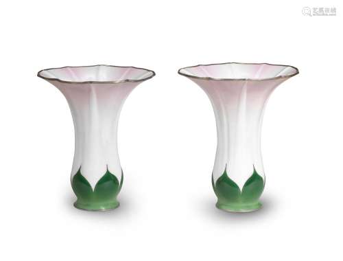 A pair of cloisonné-enamel baluster vases