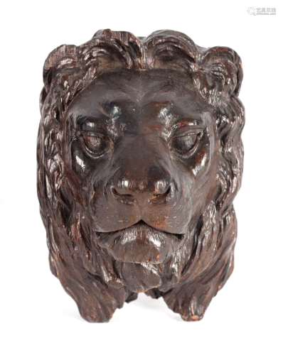 A LATE 18TH CENTURY CARVED LIONS MASK well carved