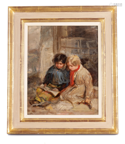 19TH CENTURY ENGLISH SCHOOL OIL ON CANVAS Two young