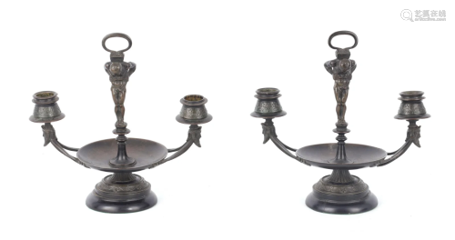 A PAIR OF LATE 19TH CENTURY BRONZE AESTHETIC PERIOD
