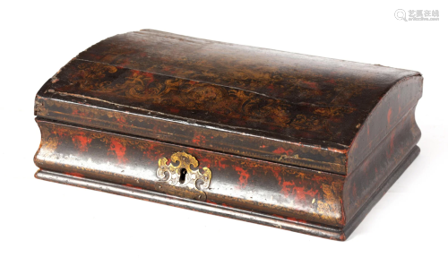 AN 18TH CENTURY SIMULATED TORTOISESHELL WOOD BOX with